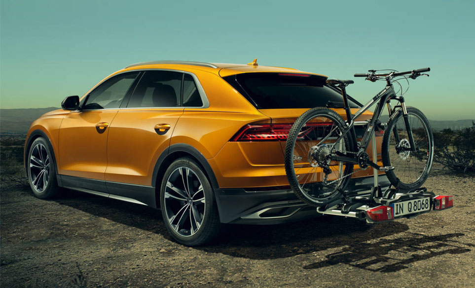 Audi with bike rack.