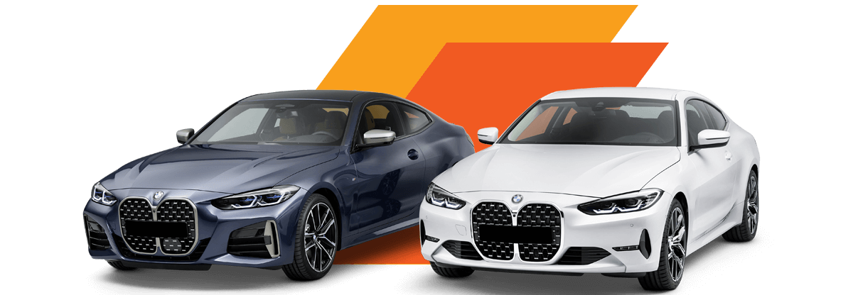 Image of two BMWs on graphical background