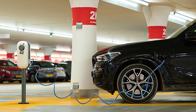 EV car charging in car park