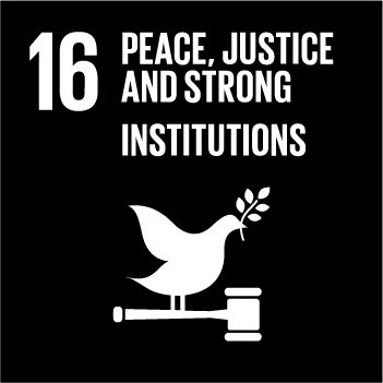 UN Sustainable Development Goal number 16 - peace, justice and strong institutions