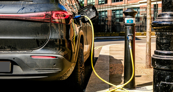 vw charging on the sidewalk.