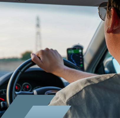 driving while following map on the phone.