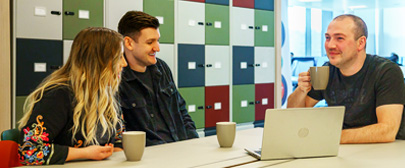 staff discussing topic