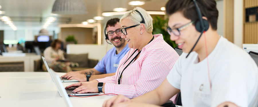 Internal team helping customer over the phone.