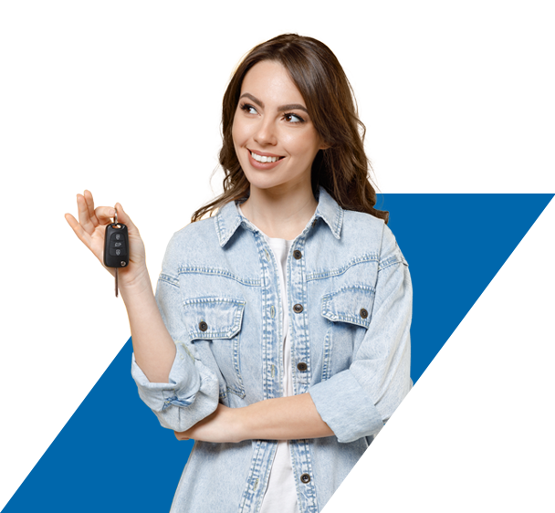 Lady holding her new car keys