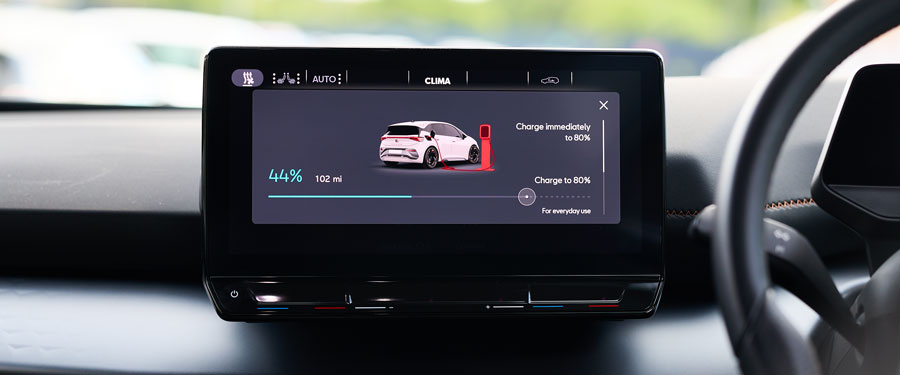 screen displaying the battery charging.