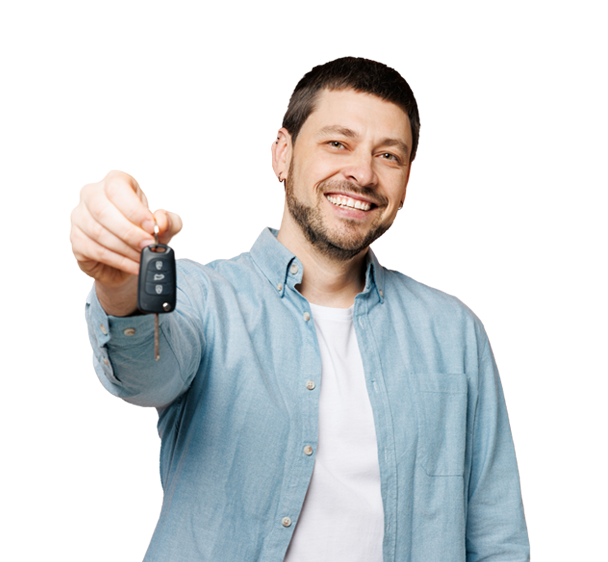 Man holding car keys.