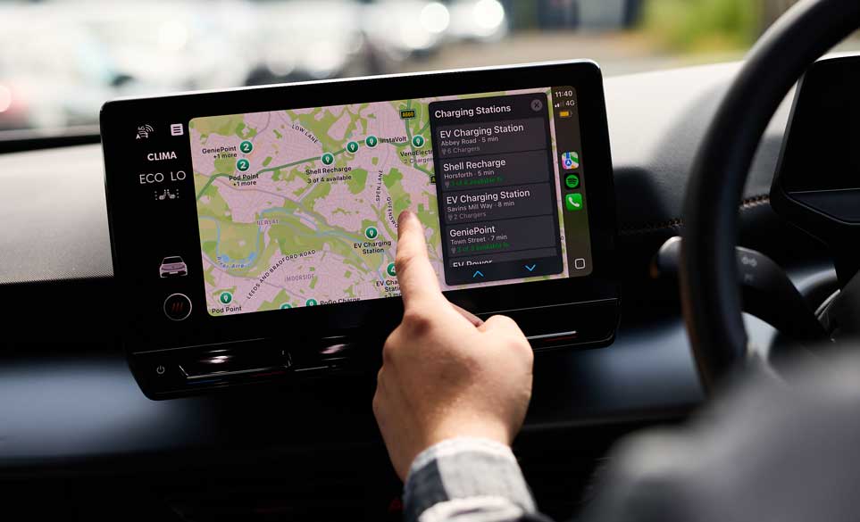 Display showing charging points