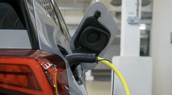 Vehicle charging close up