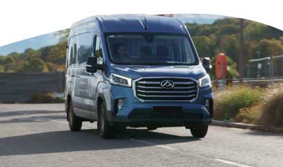 van driving in the country side