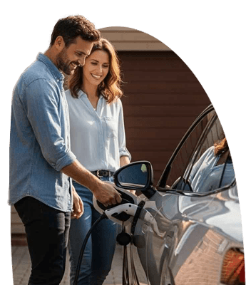 couple charging the car