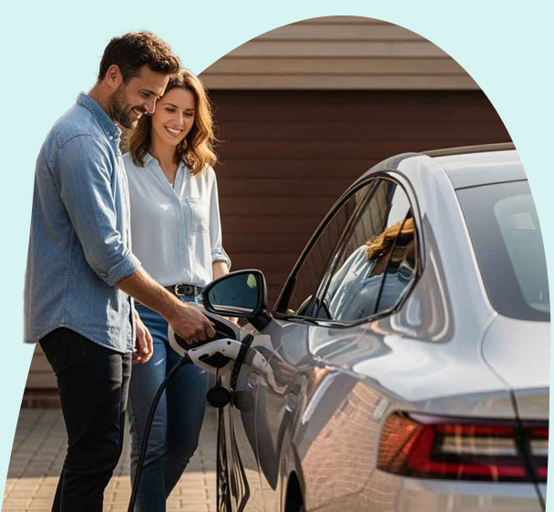 couple charging the car