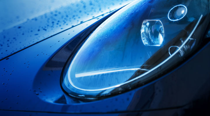 close up of car headlight.