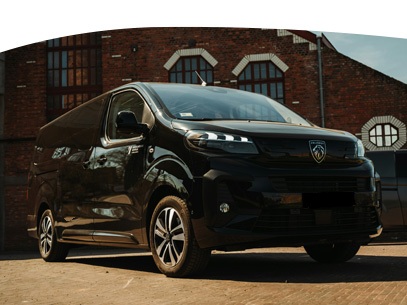 Van parked side view.