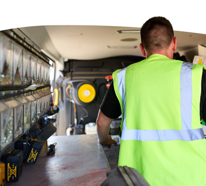 Man working in the van.