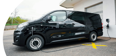 Ev van charging at a unit.