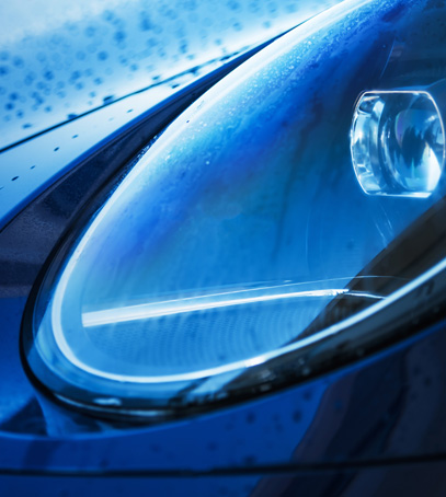 close up of car headlight.